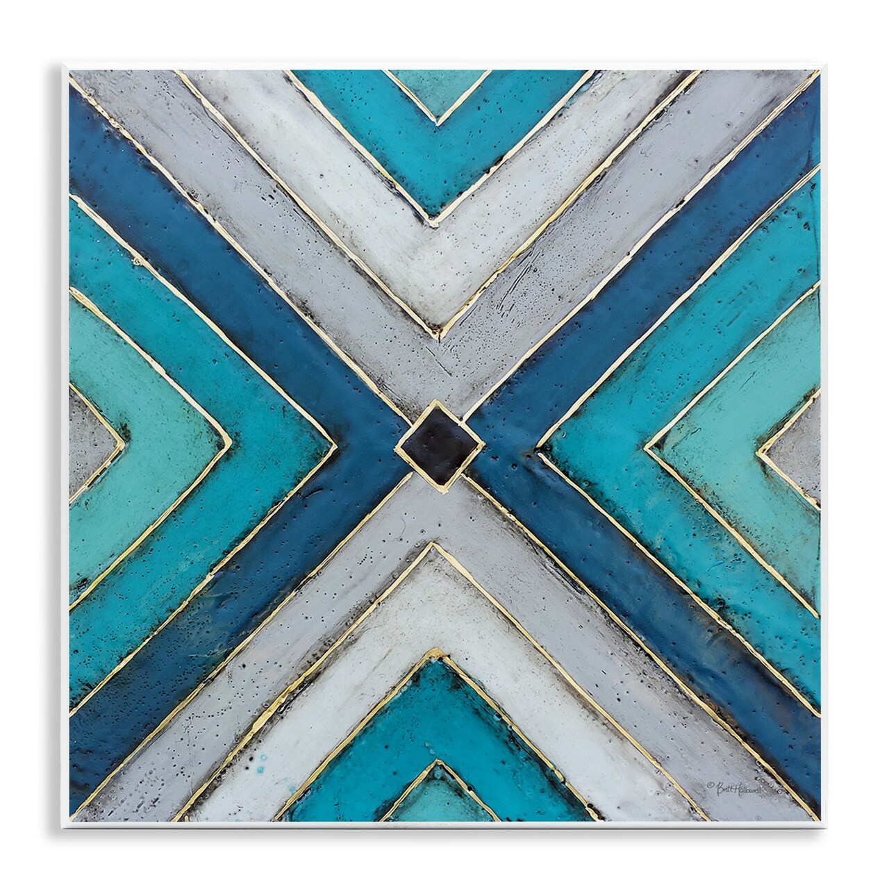 Stupell Industries Geometric Blue Symmetrical Design Wall Plaque Art